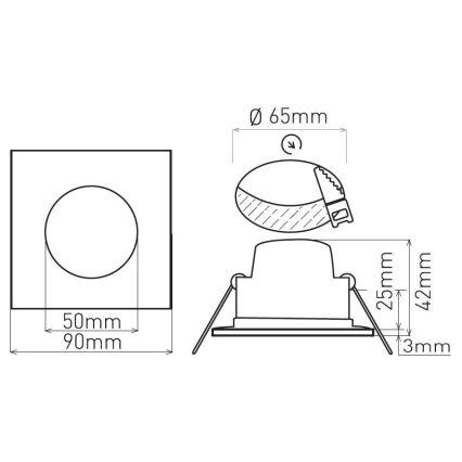 LED Ugradbena svjetiljka za kupaonicu BONO LED/5W/230V 4000K IP65 crna