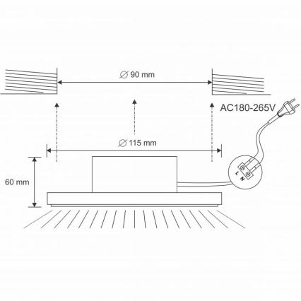 LED Ugradbena svjetiljka za kupaonicu LED/10W/230V 4000K bijela IP44