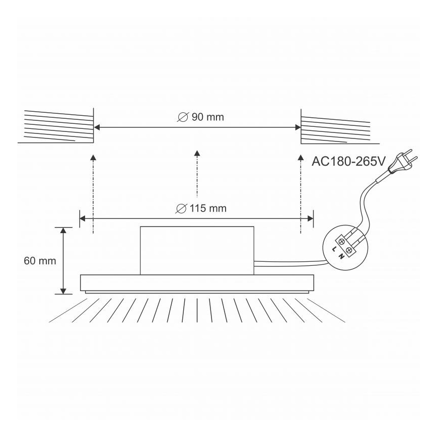 LED Ugradbena svjetiljka za kupaonicu LED/10W/230V 4000K srebrna IP44