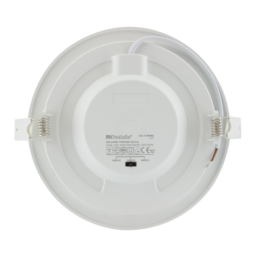 LED Ugradbena svjetiljka za kupaonicu LED/12W/230V 3000/4000/6000K IP44