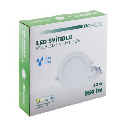 LED Ugradbena svjetiljka za kupaonicu LED/12W/230V 3000/4000/6000K IP44