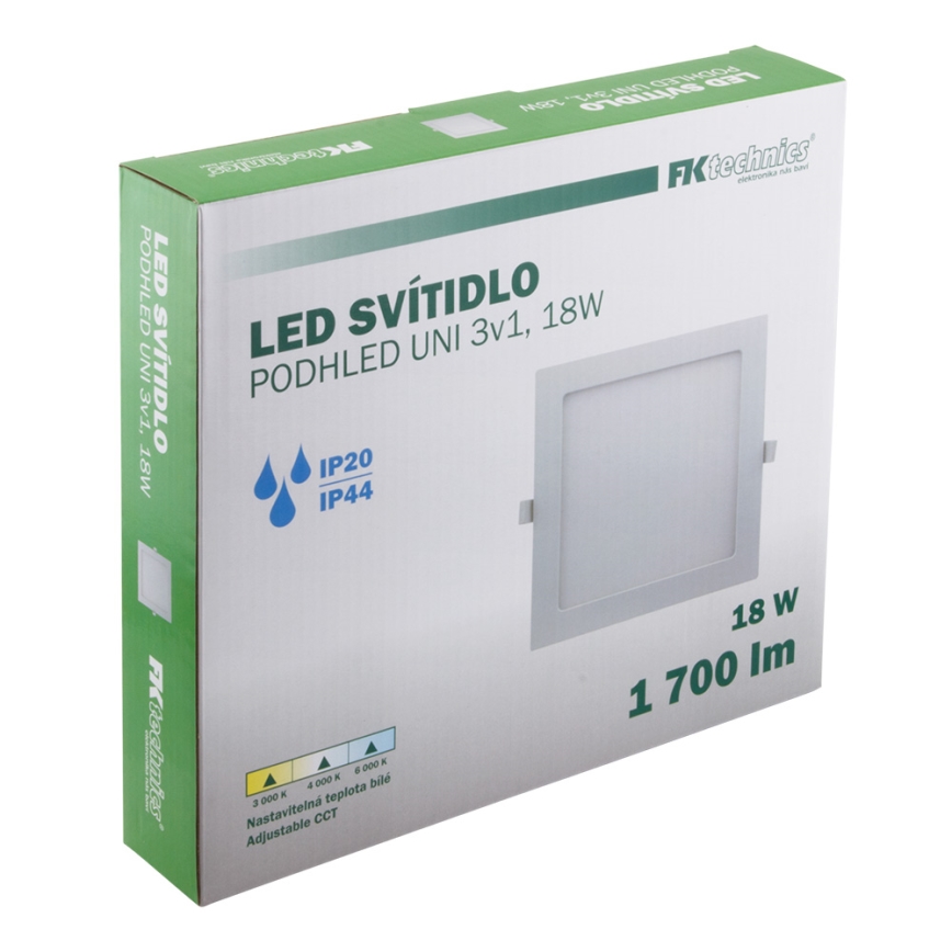LED Ugradbena svjetiljka za kupaonicu LED/18W/230V 3000/4000/6000K IP44