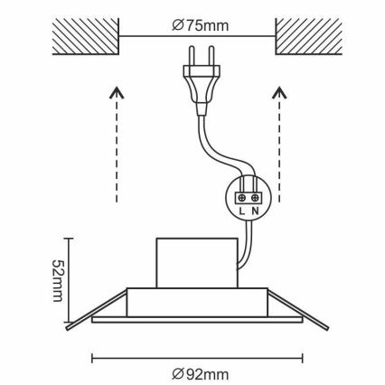 LED Ugradbena svjetiljka za kupaonicu LED/7W/230V 3000K bijela IP44