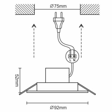 LED Ugradbena svjetiljka za kupaonicu LED/7W/230V 3000K srebrna IP44