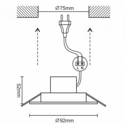 LED Ugradbena svjetiljka za kupaonicu LED/7W/230V 4000K bijela IP44