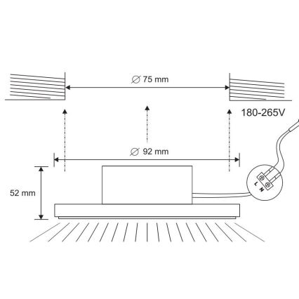 LED Ugradbena svjetiljka za kupaonicu LED/7W/230V 4000K crna IP44