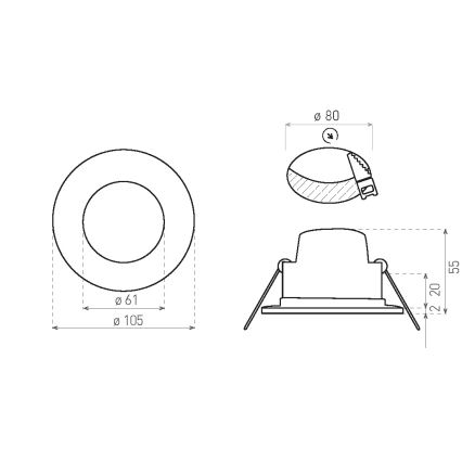 LED Ugradbena svjetiljka za kupaonicu LED/8W/230V 4000K IP65 crna