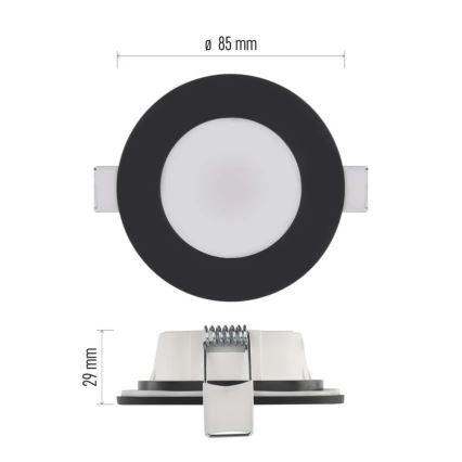 LED Ugradbena svjetiljka za kupaonicu LORI LED/4,5W/230V IP65 2700/4000K pr. 8,5 cm crna