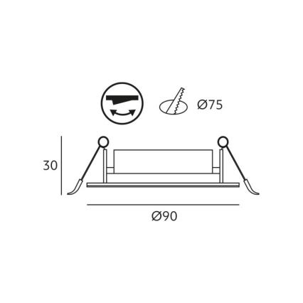 LED ugradna stropna svjetiljka BRINO LED/3/5/7W/230V 3000/4000/6500K crna