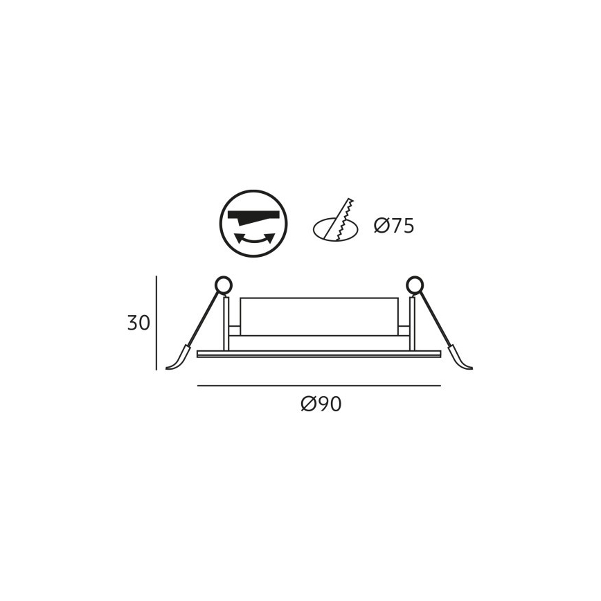 LED ugradna stropna svjetiljka BRINO LED/3/5/7W/230V 3000/4000/6500K crna