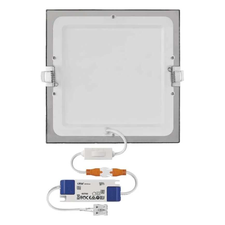 LED ugradna stropna svjetiljka NEXXO LED/18W/230V 3000/3500/4000K srebrna 22,5x22,5 cm