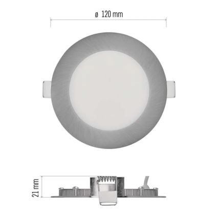 LED ugradna stropna svjetiljka NEXXO LED/7W/230V 3000/3500/4000K srebrna Ø 12 cm