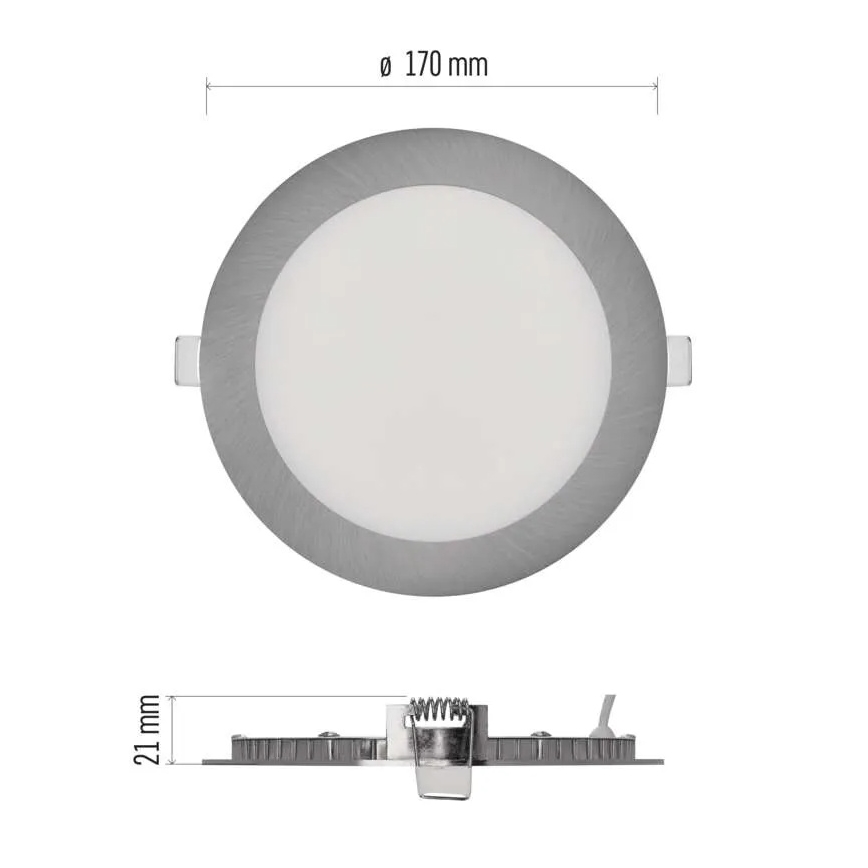 LED ugradna svjetiljka NEXXO LED/12,5W/230V 3000/3500/4000K srebrna, promjer 17 cm