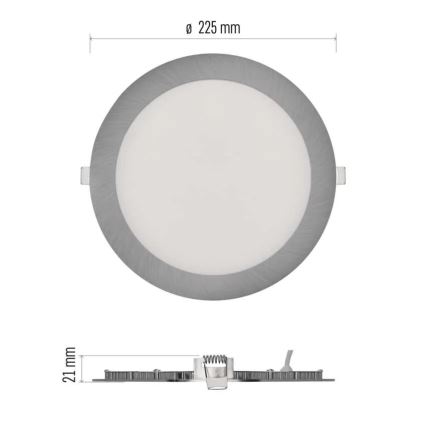 LED ugradna svjetiljka NEXXO LED/18W/230V 3000/3500/4000K srebrna pr. 22,5 cm