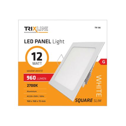 LED Ugradna svjetiljka SQUARE LED/12W/230V 2700K