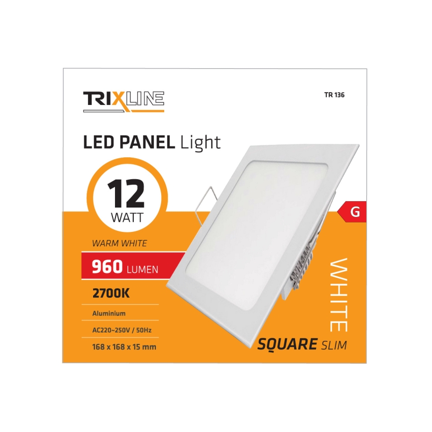 LED Ugradna svjetiljka SQUARE LED/12W/230V 2700K