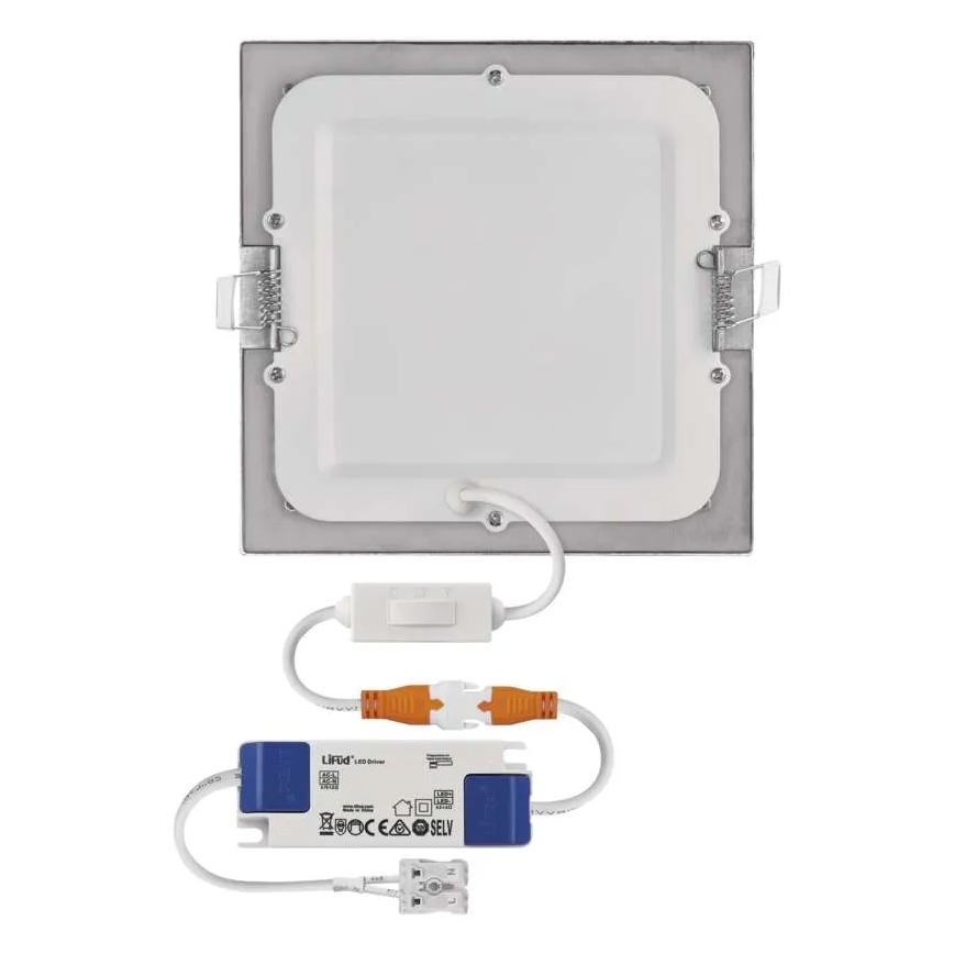 LED ugradna svjetiljka za spušteni strop NEXXO LED/12,5W/230V 3000/3500/4000K srebrna 17x17 cm