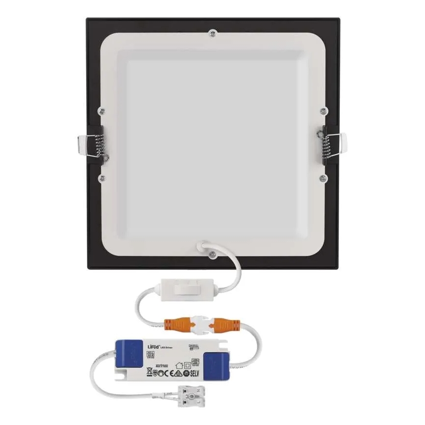 LED ugradno stropno svjetlo NEXXO LED/18W/230V 3000/3500/4000K crno 22,5 x 22,5 cm