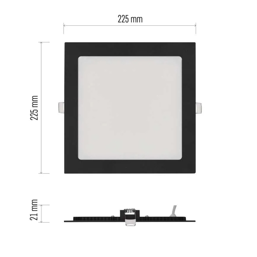 LED ugradno stropno svjetlo NEXXO LED/18W/230V 3000/3500/4000K crno 22,5 x 22,5 cm