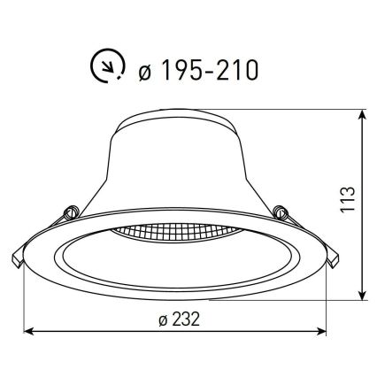 LED Prigušivo kupaonsko ugradno svjetlo NYON LED/24/34W/230V 3000/4000/5700K Ø 23,2 cm IP44 bijelo