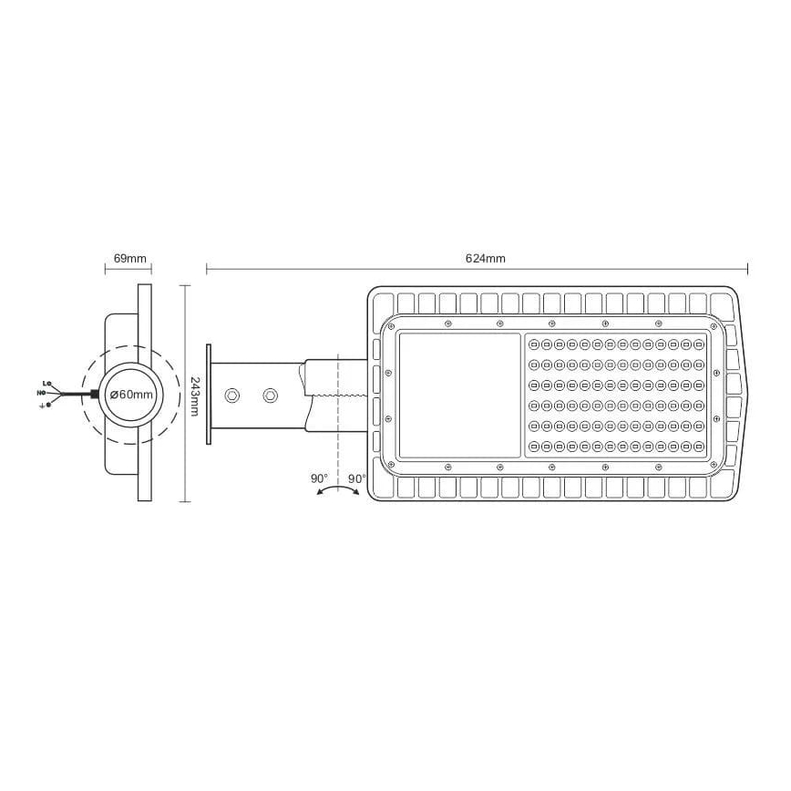 LED Ulična svjetiljka LED/100W/230V 5000K IP65