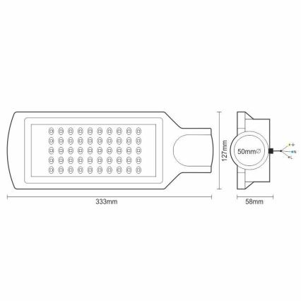 LED Ulična svjetiljka LED/50W/170-400V 4000K IP65