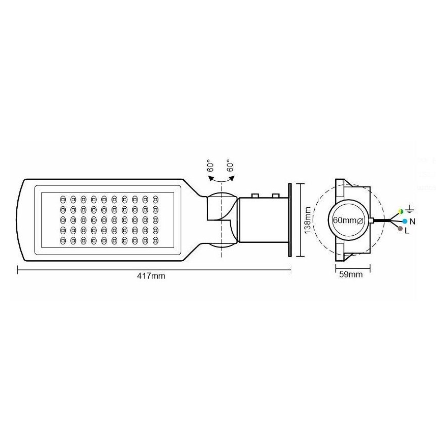 LED Ulična svjetiljka LED/50W/170-400V IP65