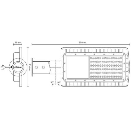 LED Ulična svjetiljka LED/60W/230V 5000K IP65