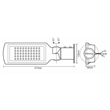 LED Ulična svjetiljka sa senzorom LED/50W/170-400V IP65