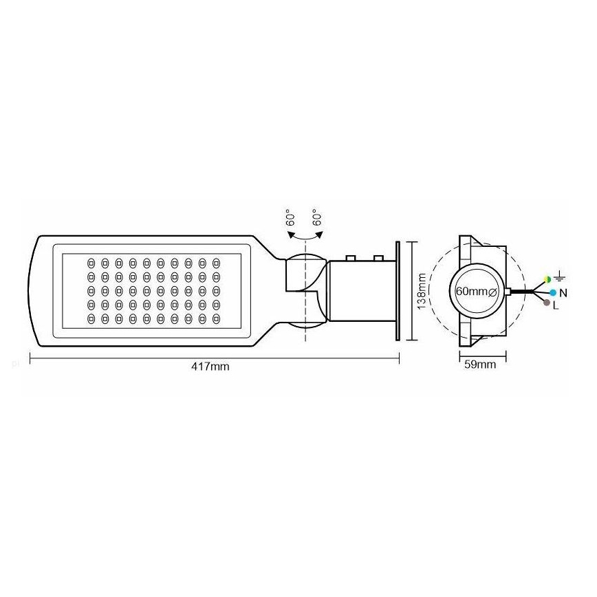 LED Ulična svjetiljka sa senzorom LED/50W/170-400V IP65