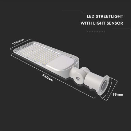 LED Ulična svjetiljka sa senzorom za dan/noć SAMSUNG CHIP LED/100W/230V 6500K IP65 siva