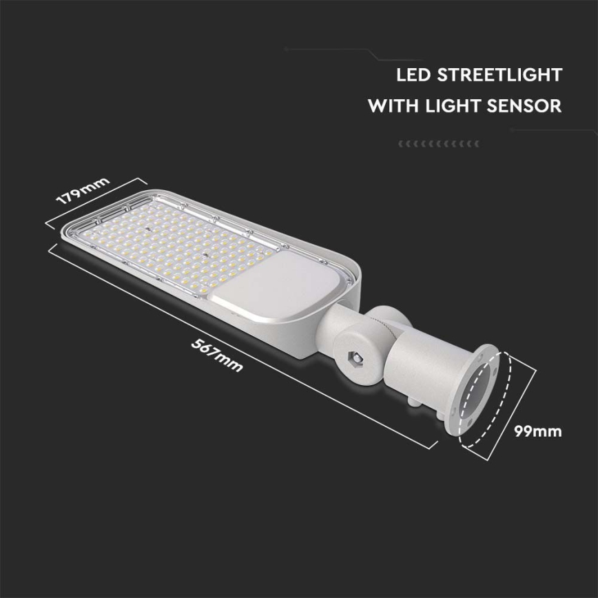 LED Ulična svjetiljka sa senzorom za dan/noć SAMSUNG CHIP LED/100W/230V 6500K IP65 siva