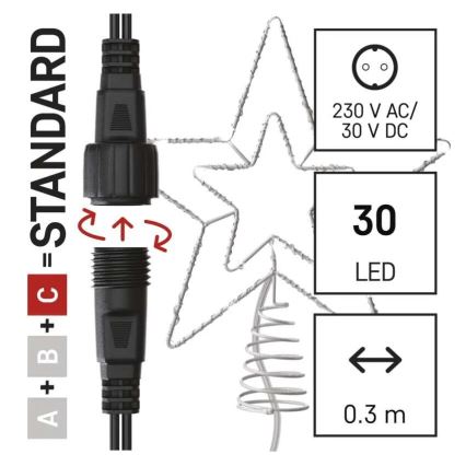 LED Vanjska božićna dekoracija 30xLED/4W/30V IP44 hladno bijela