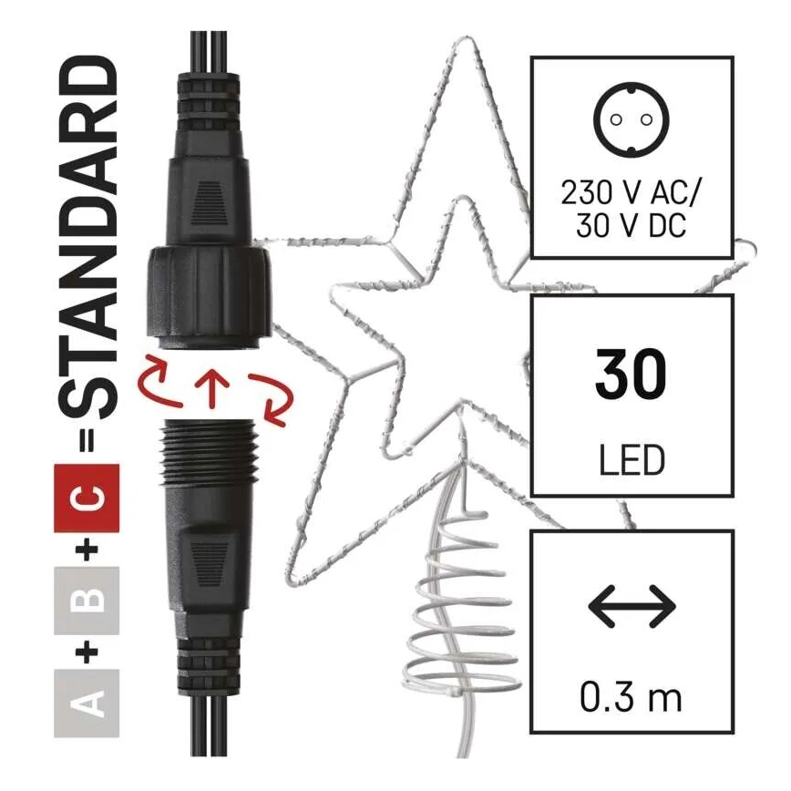 LED Vanjska božićna dekoracija 30xLED/4W/30V IP44 hladno bijela