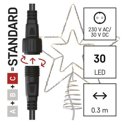 LED Vanjska božićna dekoracija 30xLED/4W/30V IP44 toplo bijela