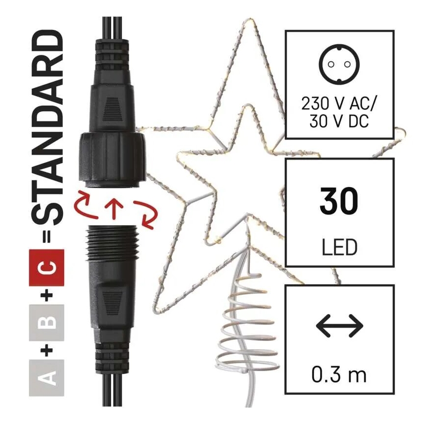 LED Vanjska božićna dekoracija 30xLED/4W/30V IP44 toplo bijela