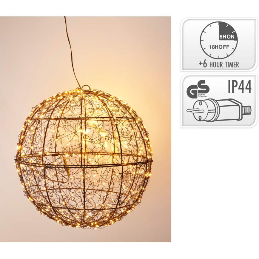 LED Vanjska božićna dekoracija 500xLED/230V Ø 35 cm IP44 topla bijela kugla/crna