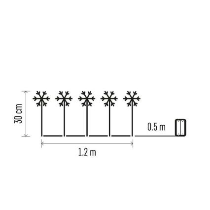 LED Vanjska Božićna dekoracija 5xLED/3xAA IP44 pahuljice