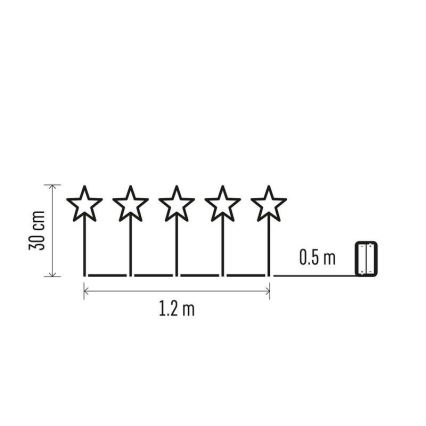 LED Vanjska Božićna dekoracija 5xLED/3xAA IP44 zvijezde