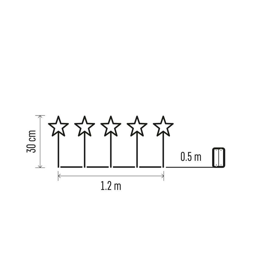 LED Vanjska Božićna dekoracija 5xLED/3xAA IP44 zvijezde