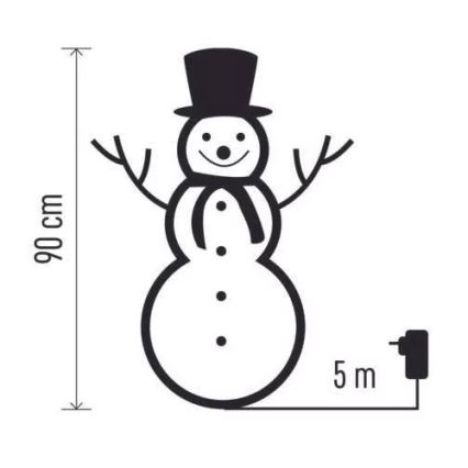 LED vanjska božićna dekoracija 80xLED/2,25W/4,5/230V IP44 90 cm snjegović