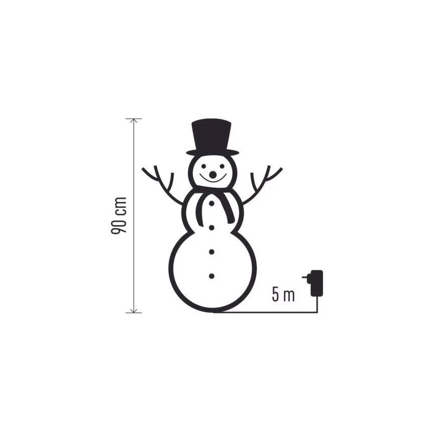 LED vanjska božićna dekoracija 80xLED/2,25W/4,5/230V IP44 90 cm snjegović