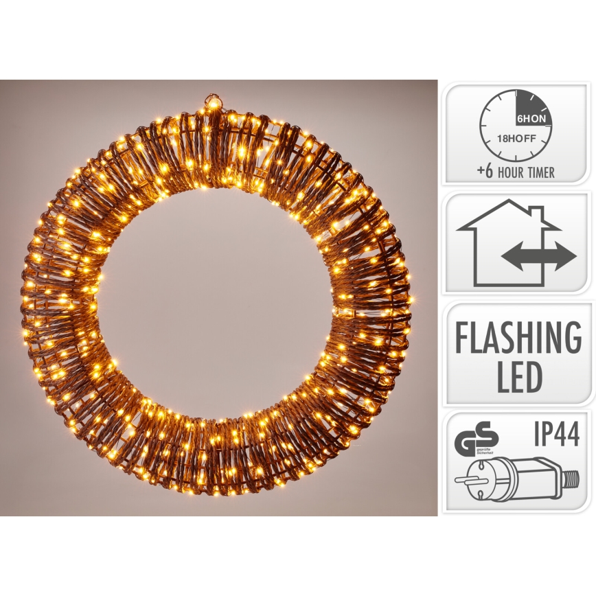 LED vanjska božićna dekoracija 500xLED/6W/230V Ø 50 cm IP44 topla bijela vijenac/smeđa