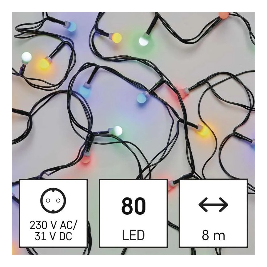 LED Vanjska božićna girlanda 80xLED/8 funkcija 13m višebojna IP44