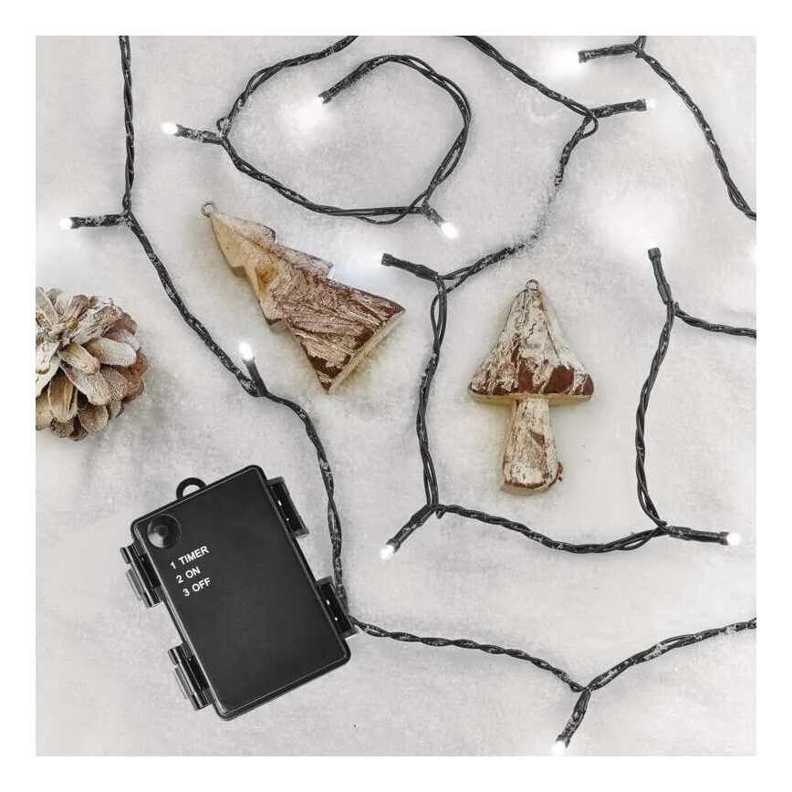 LED Vanjska božićna girlanda 40xLED/3xAA 3,3m IP44 hladno bijela