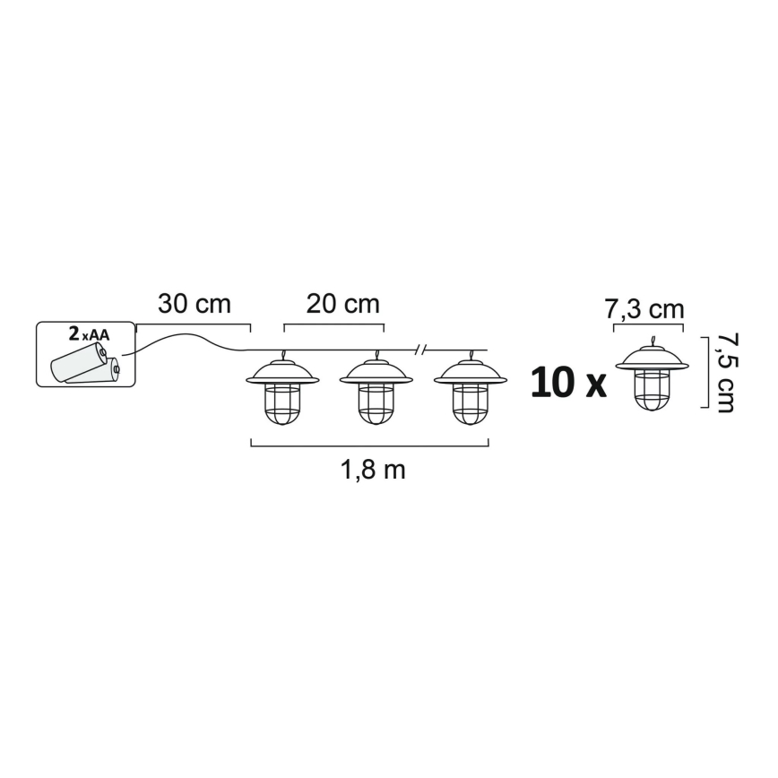 LED Vanjska dekorativna rasvjeta LOFT 10xLED/2xAA