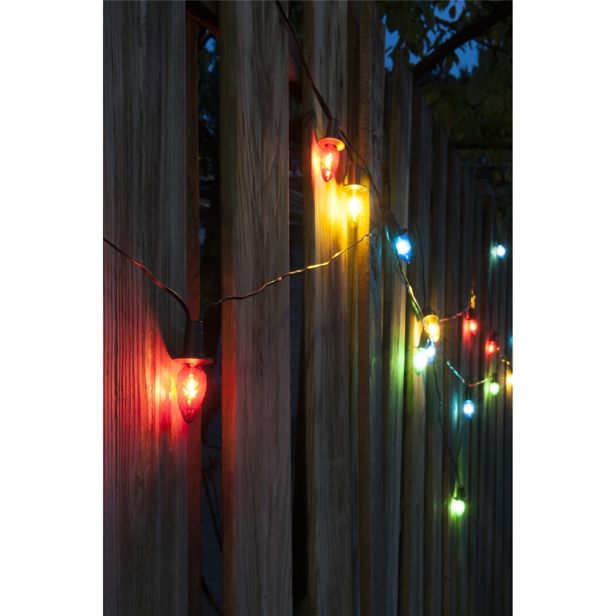 LED Vanjska girlanda CONE FILAMENT 20xE10 19m šarena/topla bijela IP44, Proizvedeno u EU