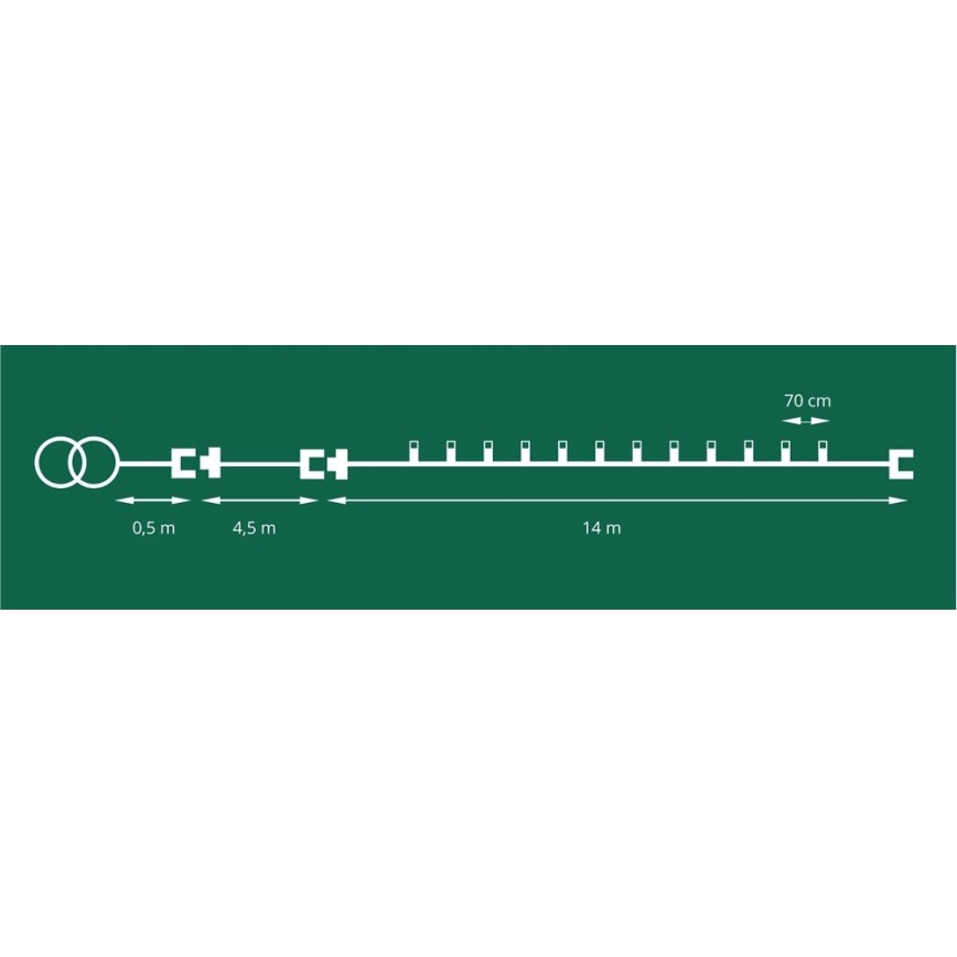 LED Vanjska girlanda CONE FILAMENT 20xE10 19m šarena/topla bijela IP44, Proizvedeno u EU