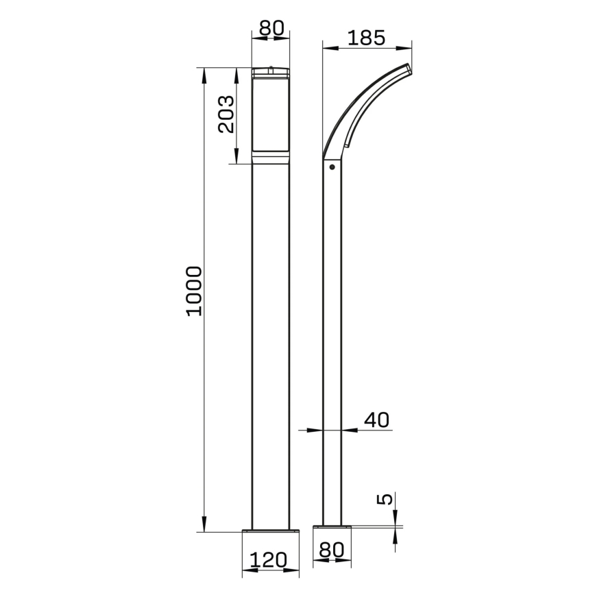 LED Vanjska lampa AMY LED/12W/230V 100 cm IP44 crna