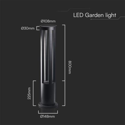 LED vanjska lampa LED/10W/230V 3000K IP65 80 cm crna